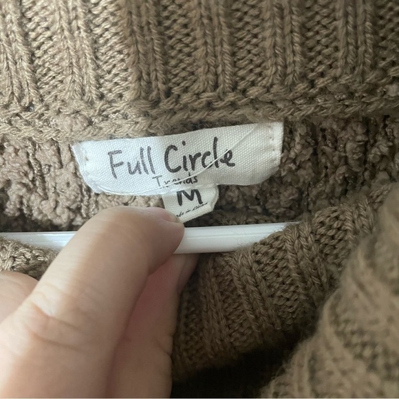 FULL Circle Trends Light Brown Teddy Bear Sweater w/Cowl Neck & Button Detail - Picture 5 of 5